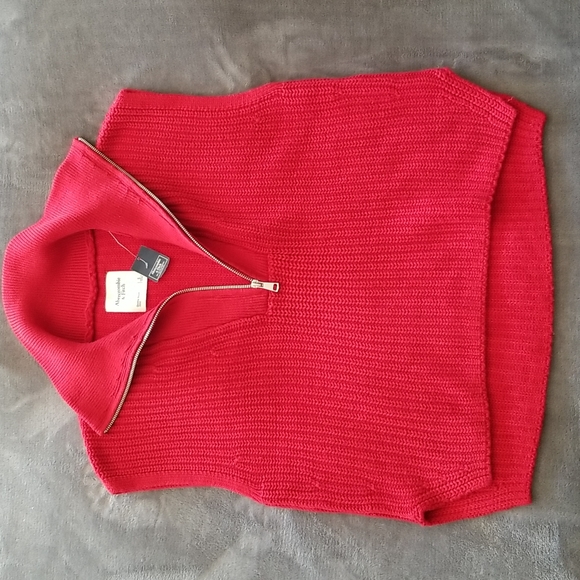 Abercrombie & Fitch Sweaters - NWT Abercrombie & Fitch Oversized Half-Zip Knitted Vest in Red Size Small